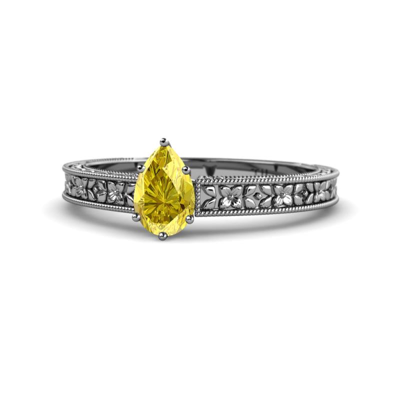 Florian Classic 7x5 mm Pear Cut Yellow Sapphire Solitaire Engagement Ring 