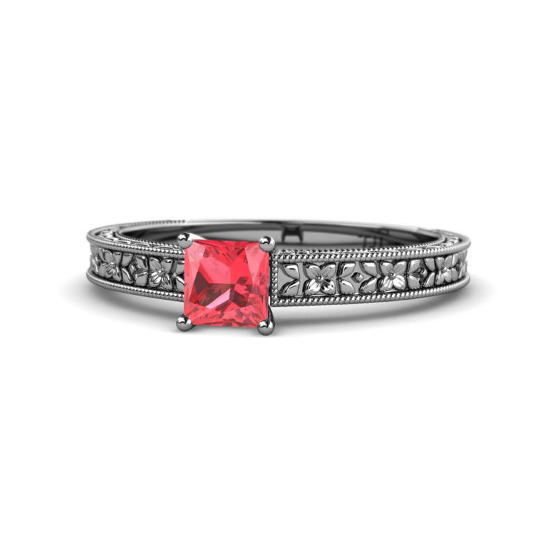 Florian Classic 5.5 mm Princess Cut Pink Tourmaline Solitaire Engagement Ring 