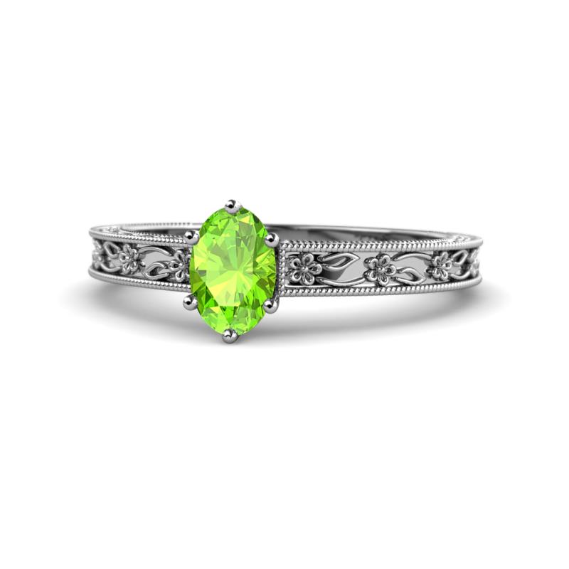 Florie Classic 7x5 mm Oval Cut Peridot Solitaire Engagement Ring 