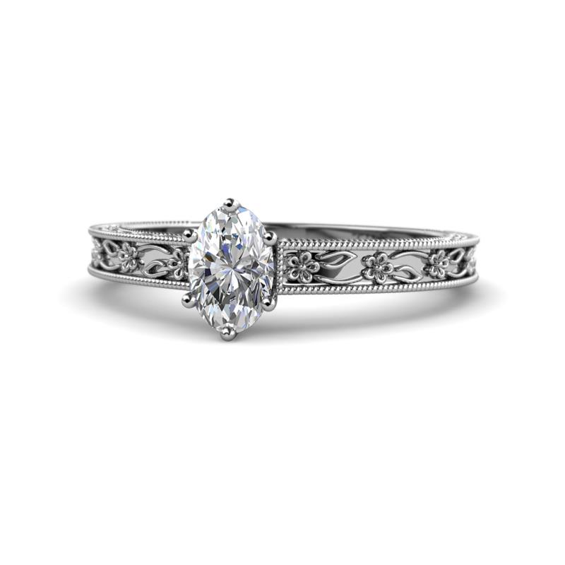 Florie Classic GIA Certified 7x5 mm Oval Cut Diamond Solitaire Engagement Ring 