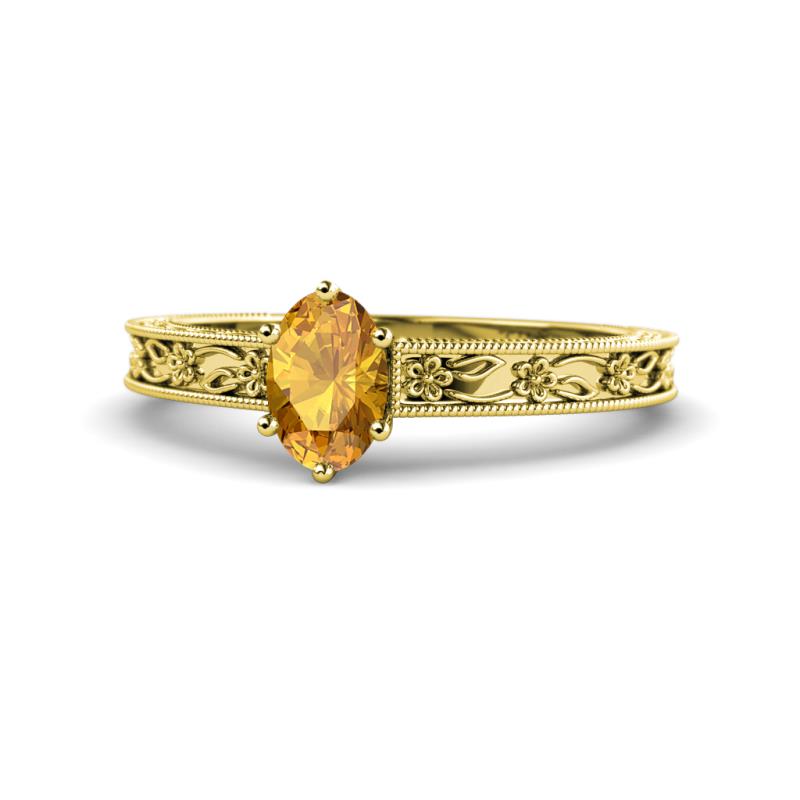Florie Classic 7x5 mm Oval Cut Citrine Solitaire Engagement Ring 