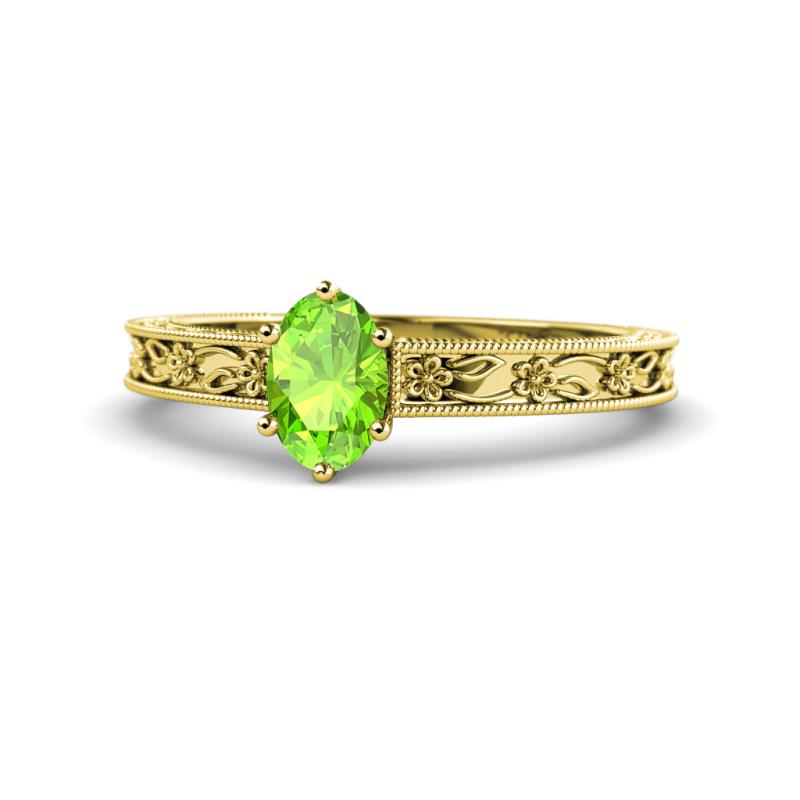 Florie Classic 7x5 mm Oval Cut Peridot Solitaire Engagement Ring 