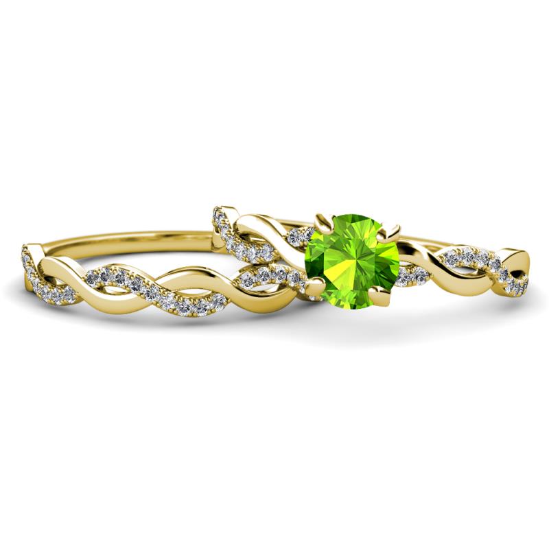 Mayra Desire Peridot and Diamond Infinity Bridal Set Ring 