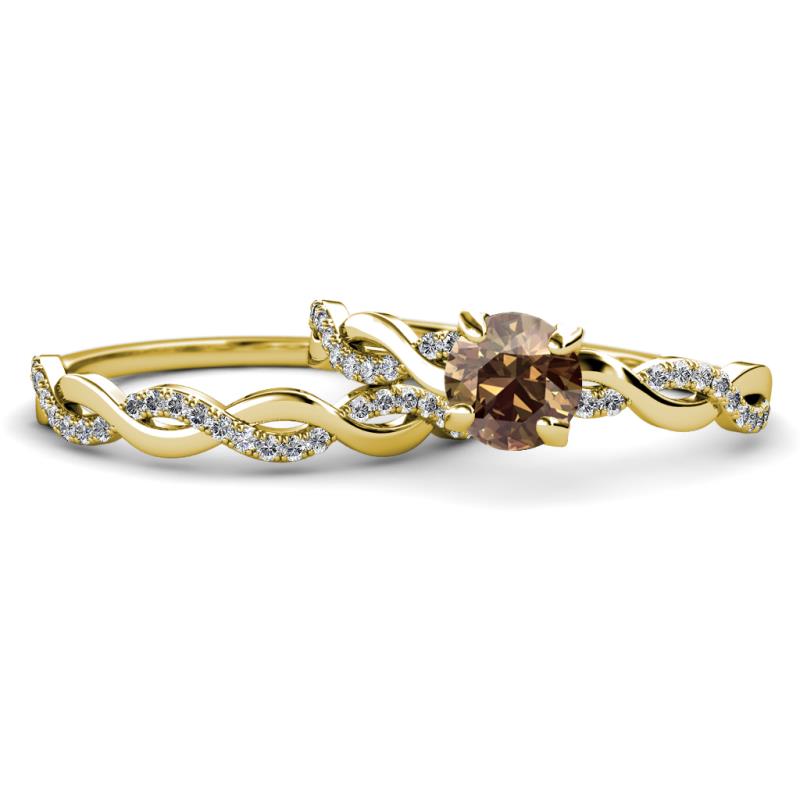 Mayra Desire Smoky Quartz and Diamond Infinity Bridal Set Ring 