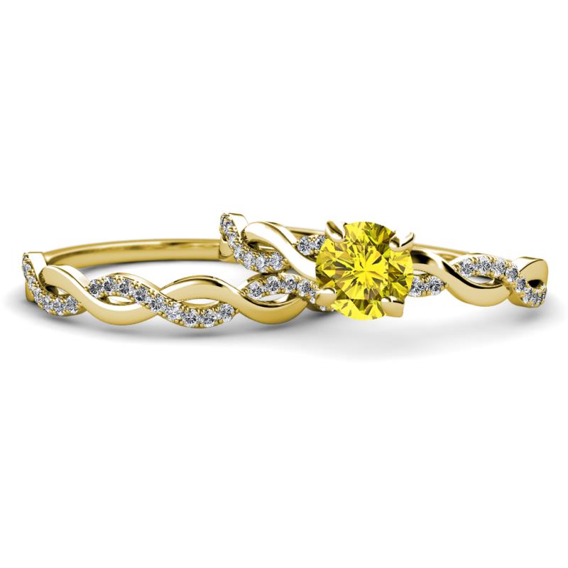 Mayra Desire Yellow and White Diamond Infinity Bridal Set Ring 