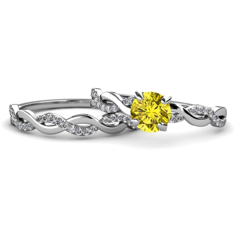 Mayra Desire Yellow and White Diamond Infinity Bridal Set Ring 