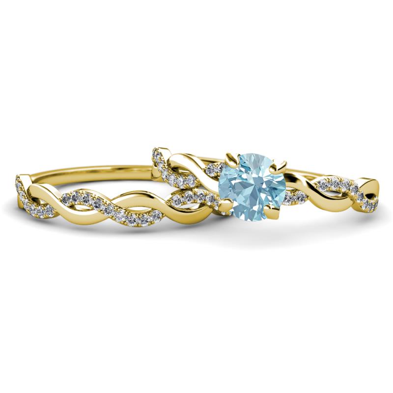 Mayra Desire Aquamarine and Diamond Infinity Bridal Set Ring 