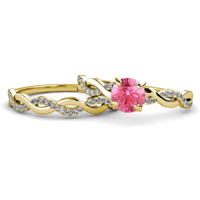 Mayra Desire Pink Tourmaline and Diamond Infinity Bridal Set Ring 