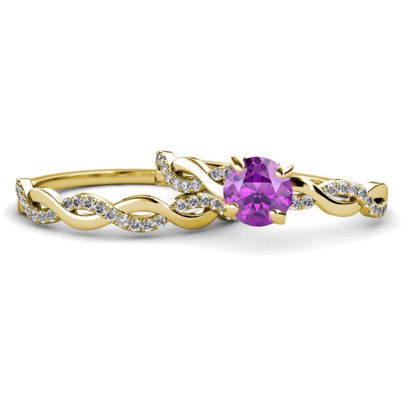 Mayra Desire Amethyst and Diamond Infinity Bridal Set Ring 