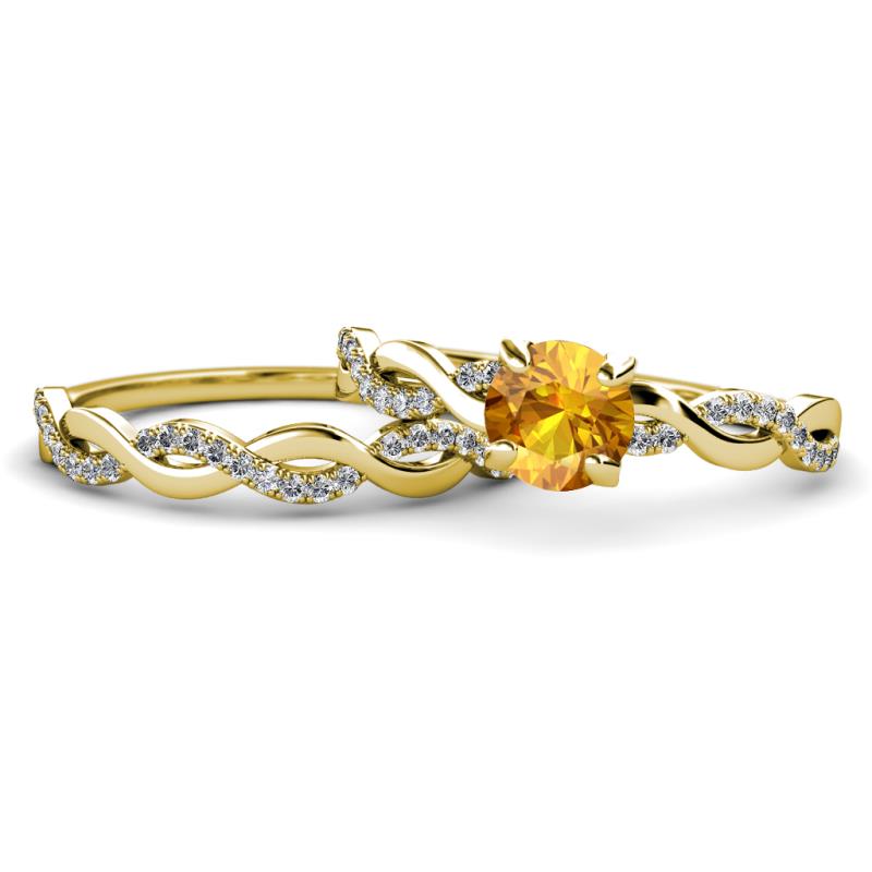 Mayra Desire Citrine and Diamond Infinity Bridal Set Ring 