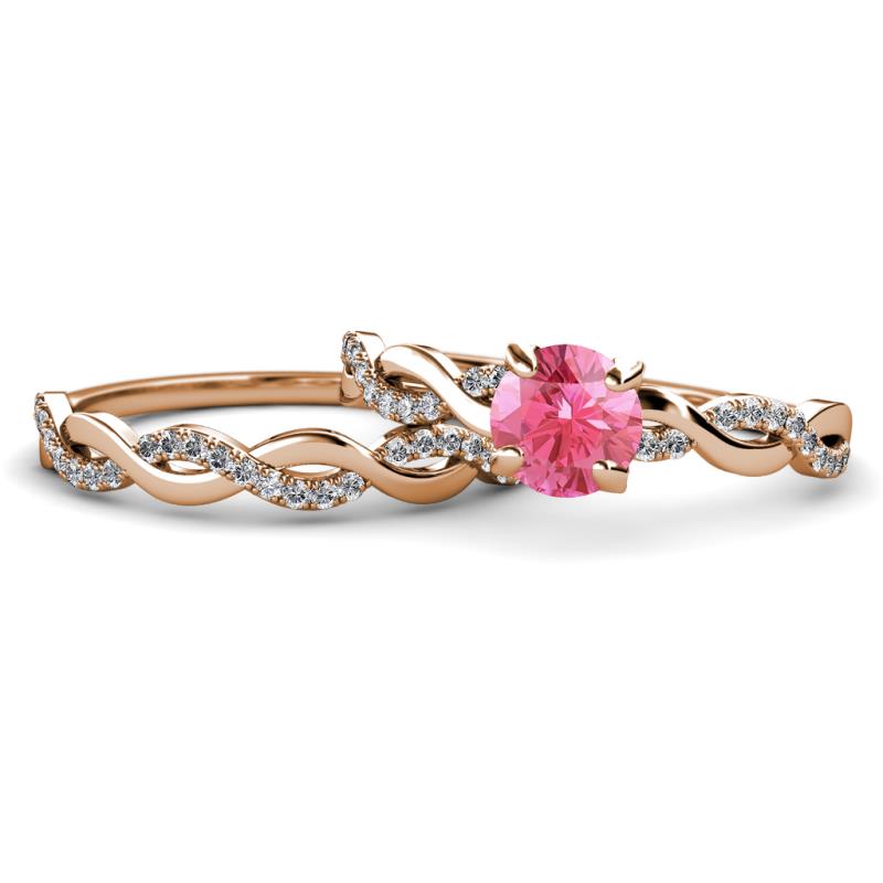 Mayra Desire Pink Tourmaline and Diamond Infinity Bridal Set Ring 