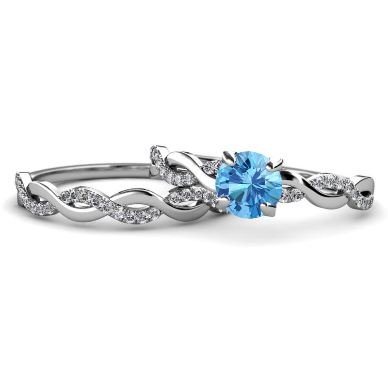 Mayra Desire Blue Topaz and Diamond Infinity Bridal Set Ring 