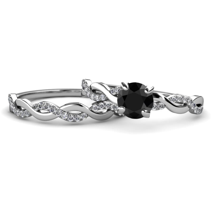 Mayra Desire Black and White Diamond Infinity Bridal Set Ring 