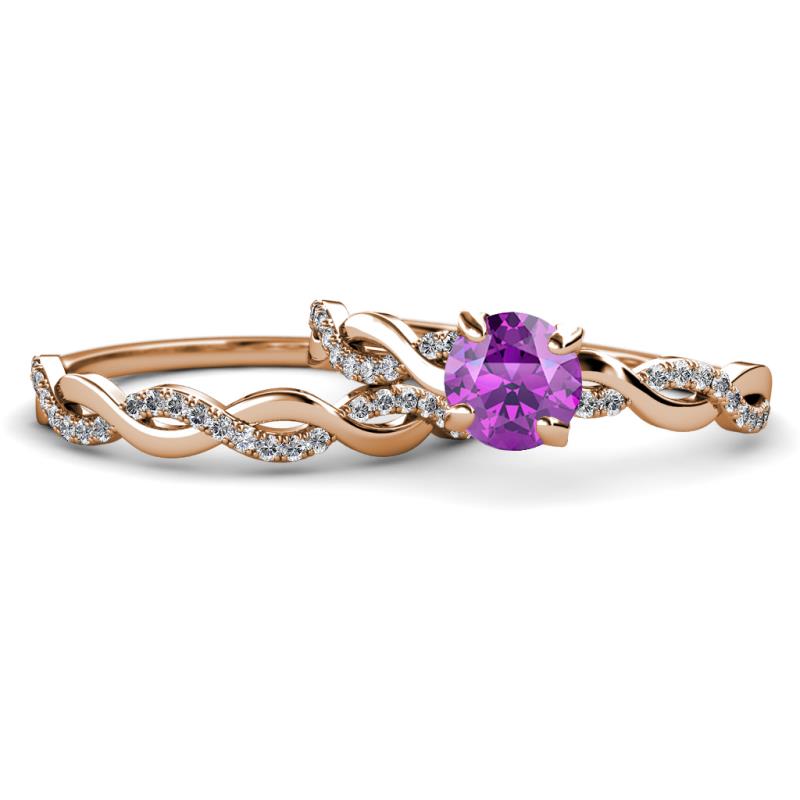 Mayra Desire Amethyst and Diamond Infinity Bridal Set Ring 