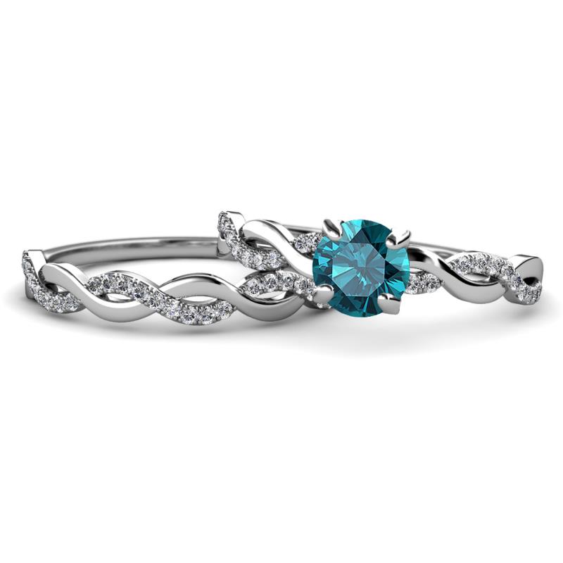 Mayra Desire London Blue Topaz and Diamond Infinity Bridal Set Ring 