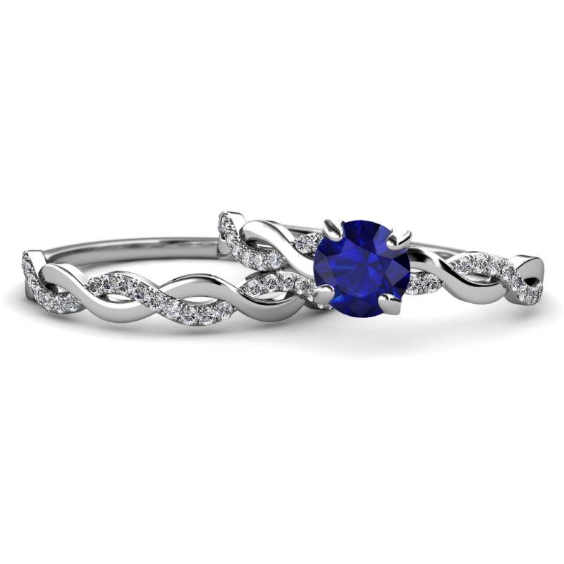 Mayra Desire Blue Sapphire and Diamond Infinity Bridal Set Ring 
