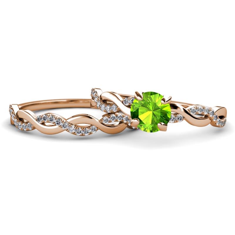 Mayra Desire Peridot and Diamond Infinity Bridal Set Ring 