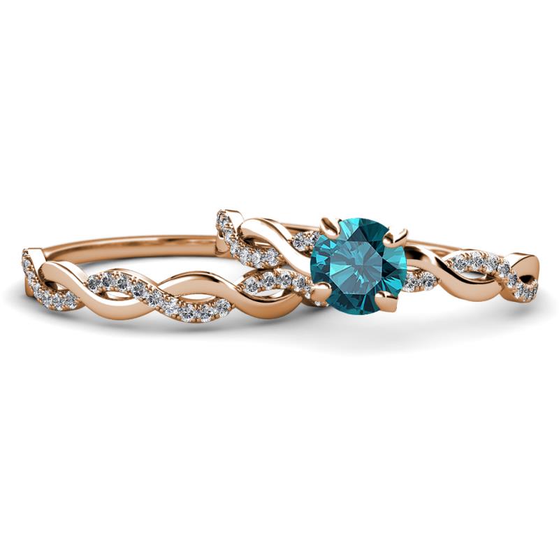 Mayra Desire London Blue Topaz and Diamond Infinity Bridal Set Ring 