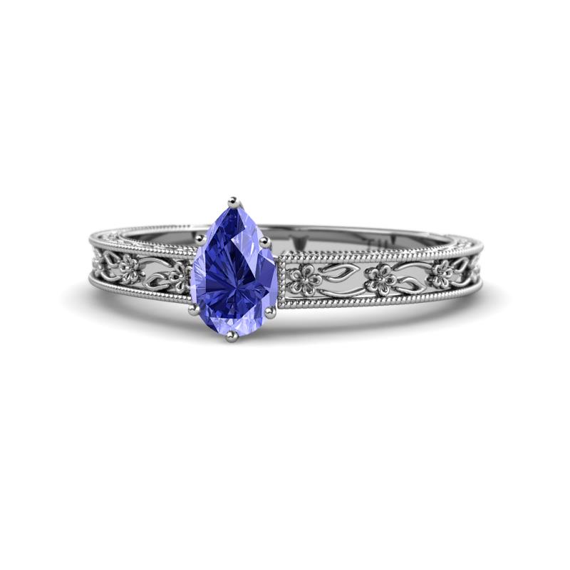 Florie Classic 7x5 mm Pear Shape Tanzanite Solitaire Engagement Ring 