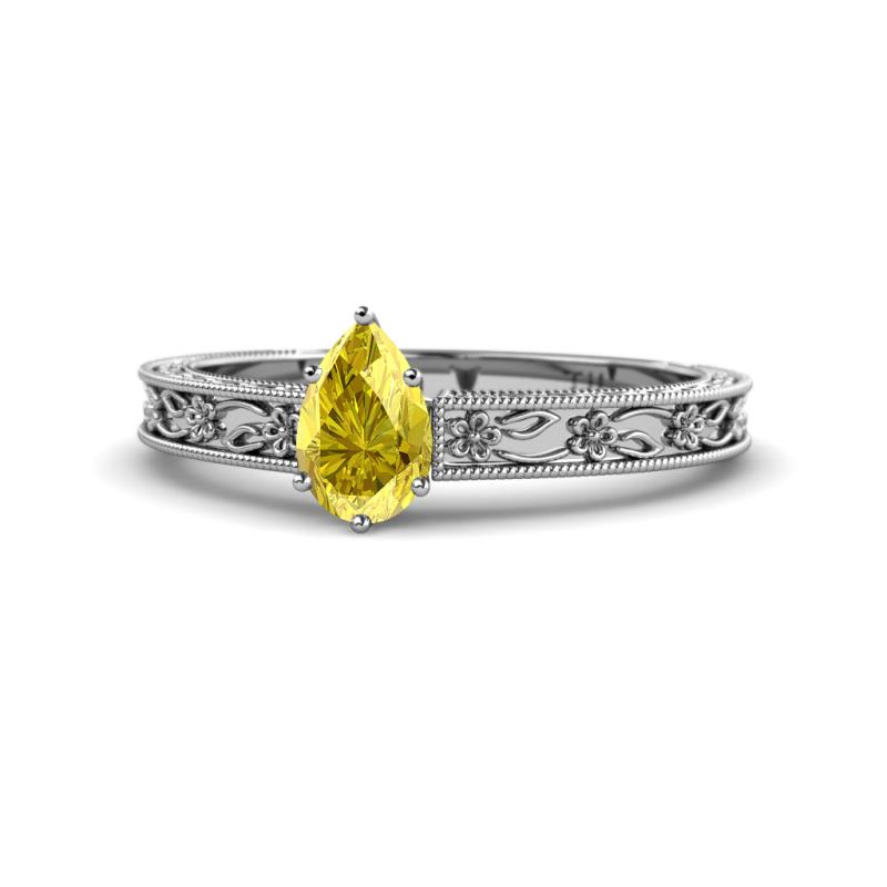 Florie Classic 7x5 mm Pear Shape Yellow Sapphire Solitaire Engagement Ring 