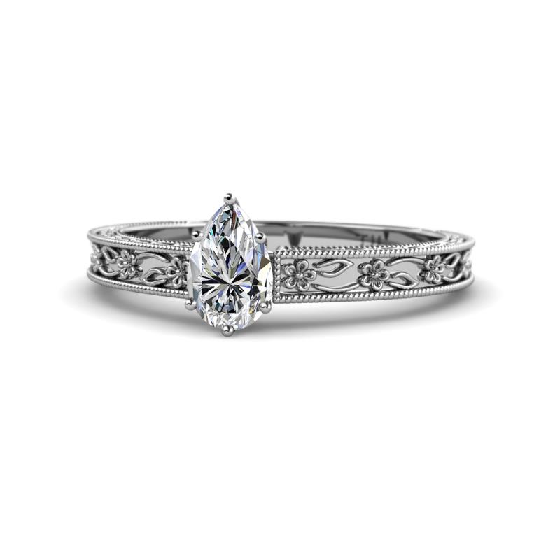 Florie Classic GIA Certified 7x5 mm Pear Shape Diamond Solitaire Engagement Ring 