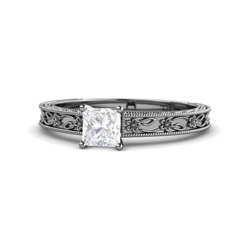 Florie Classic 5.5 mm Princess Cut Lab Created White Sapphire Solitaire Engagement Ring 
