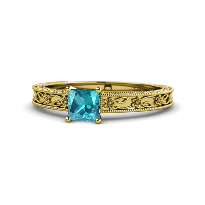 Florie Classic 5.5 mm Princess Cut London Blue Topaz Solitaire Engagement Ring 