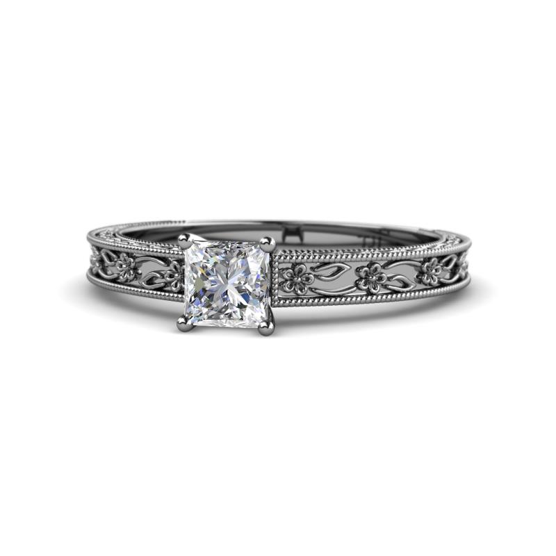 Florie Classic GIA Certified 5.5 mm Princess Cut Diamond Solitaire Engagement Ring 