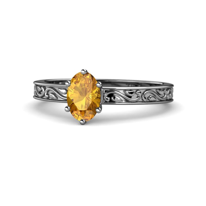 Cael Classic 7x5 mm Oval Shape Citrine Solitaire Engagement Ring 