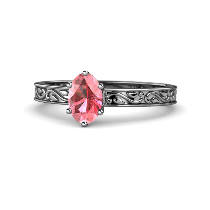 Cael Classic 7x5 mm Oval Shape Pink Tourmaline Solitaire Engagement Ring 