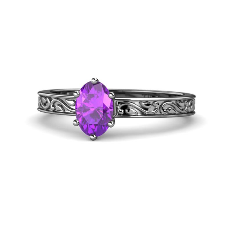 Cael Classic 7x5 mm Oval Shape Amethyst Solitaire Engagement Ring 