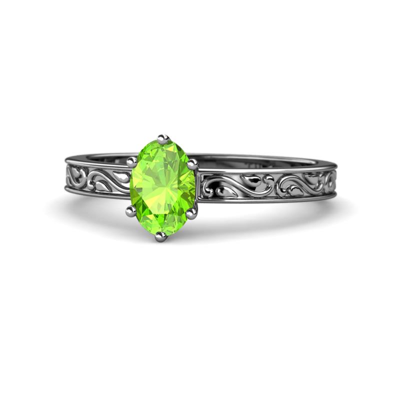 Cael Classic 7x5 mm Oval Shape Peridot Solitaire Engagement Ring 