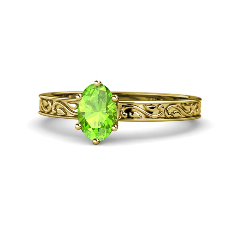 Cael Classic 7x5 mm Oval Shape Peridot Solitaire Engagement Ring 