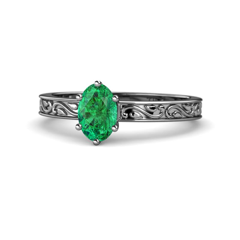 Cael Classic 7x5 mm Oval Shape Emerald Solitaire Engagement Ring 