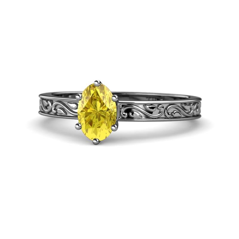 Cael Classic 7x5 mm Oval Shape Yellow Sapphire Solitaire Engagement Ring 