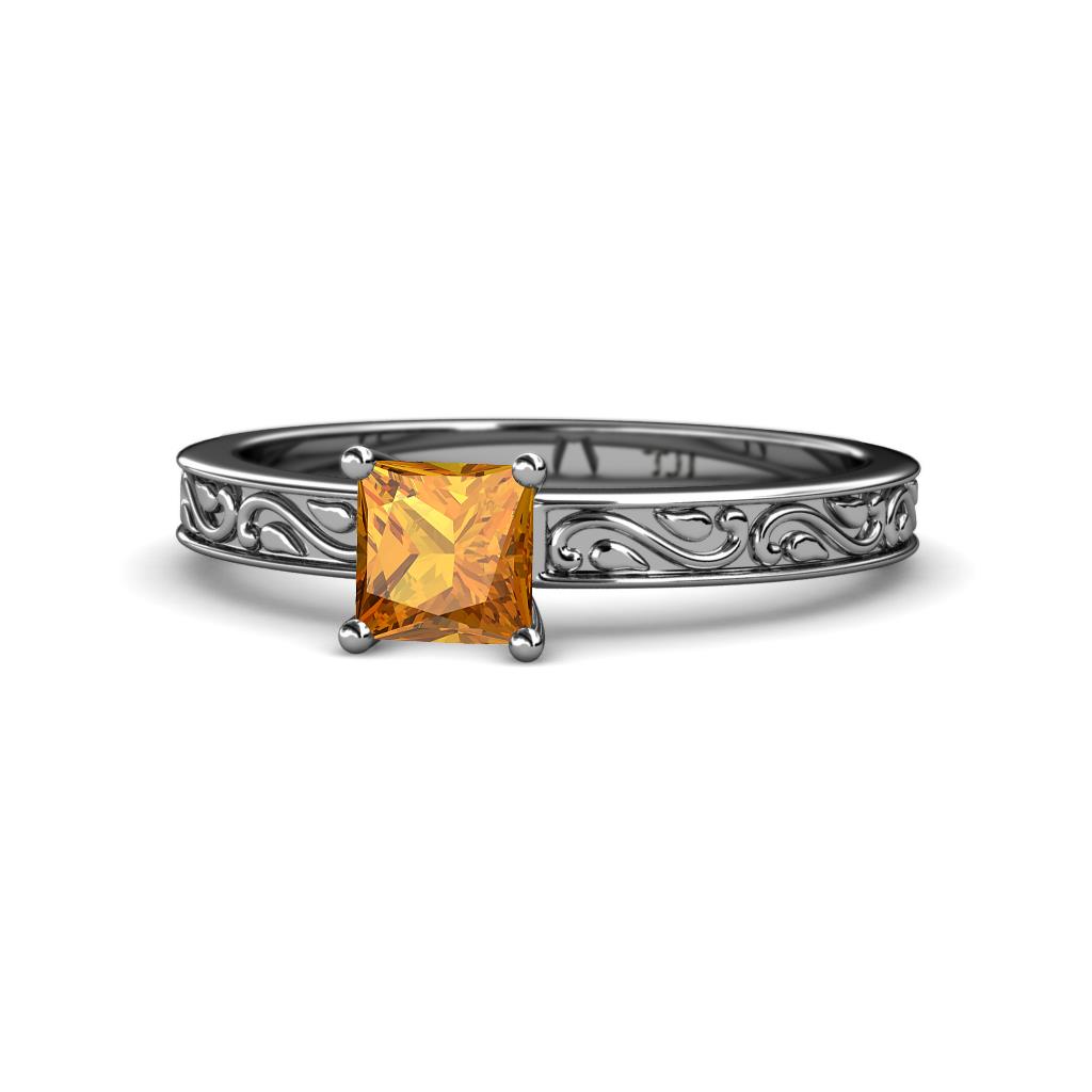 Cael Classic 5.5 mm Princess Cut Citrine Solitaire Engagement Ring 