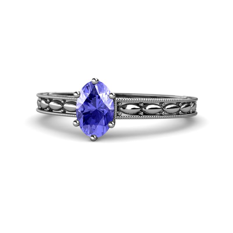 3.20 Ct Oval Cut Blue Tanzanite 14K White Gold Finish Solitaire Engagement Ring