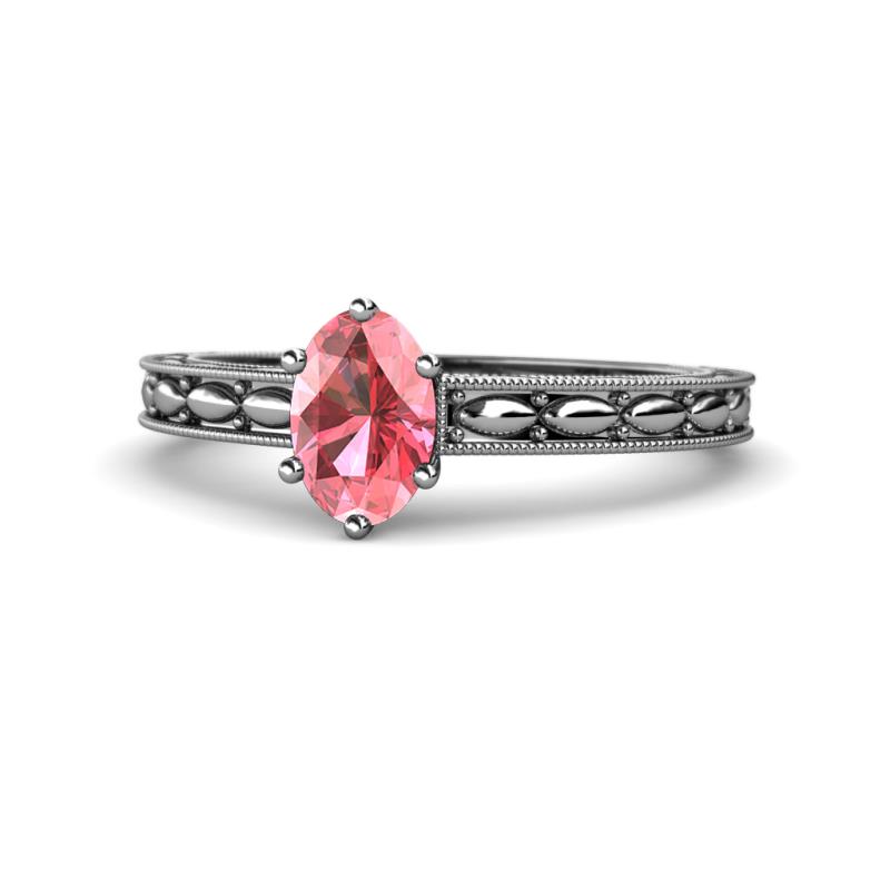 Rachel Classic 7x5 mm Oval Shape Pink Tourmaline Solitaire Engagement Ring 
