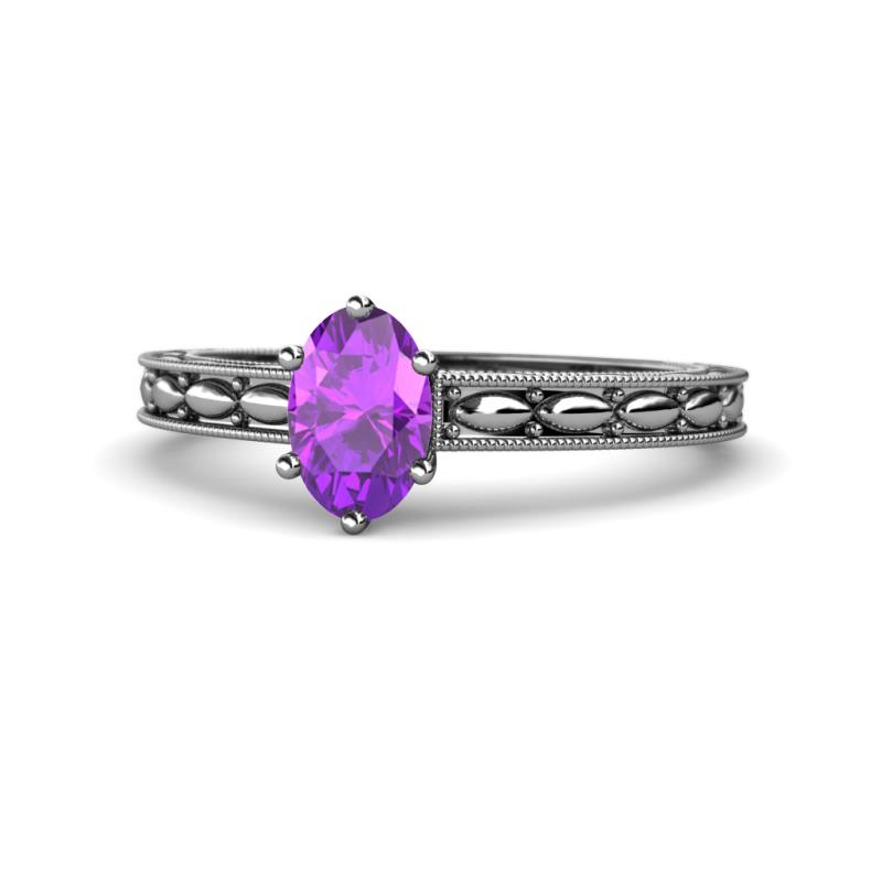Rachel Classic 7x5 mm Oval Shape Amethyst Solitaire Engagement Ring 
