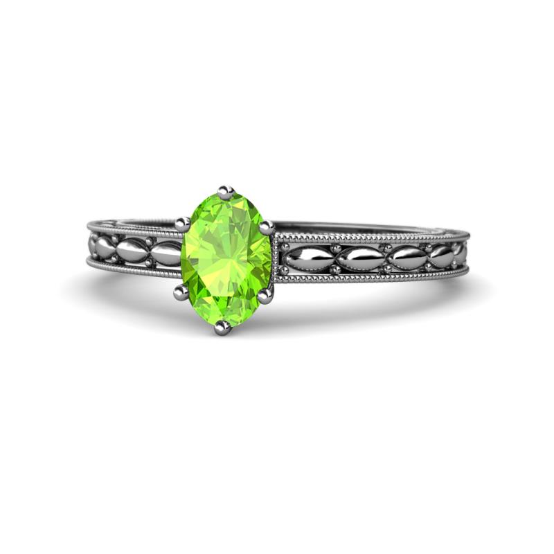 Rachel Classic 7x5 mm Oval Shape Peridot Solitaire Engagement Ring 