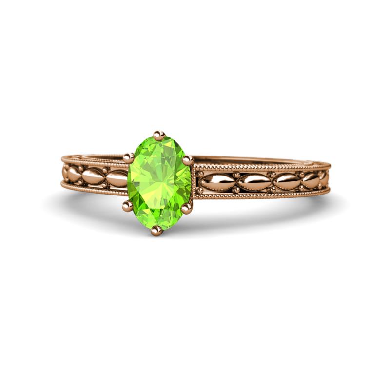 Rachel Classic 7x5 mm Oval Shape Peridot Solitaire Engagement Ring 