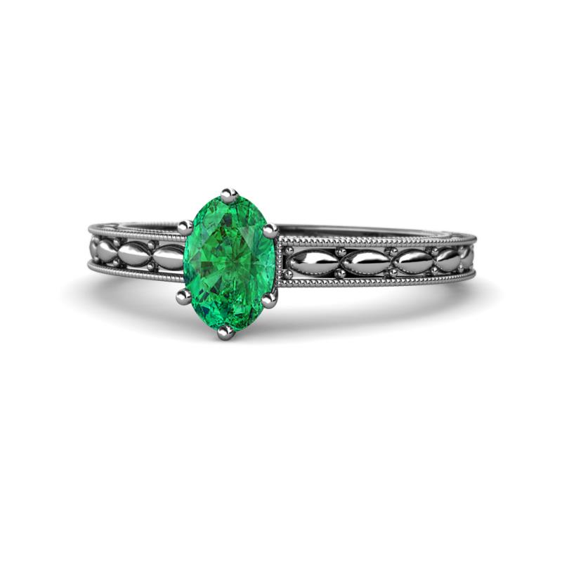 Rachel Classic 7x5 mm Oval Shape Emerald Solitaire Engagement Ring 