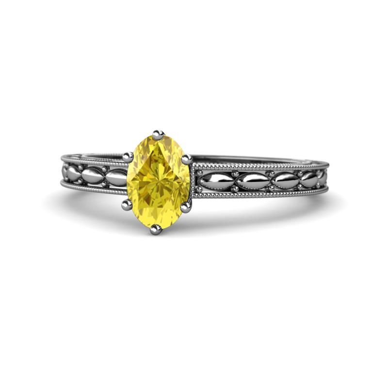 Rachel Classic 7x5 mm Oval Shape Yellow Sapphire Solitaire Engagement Ring 