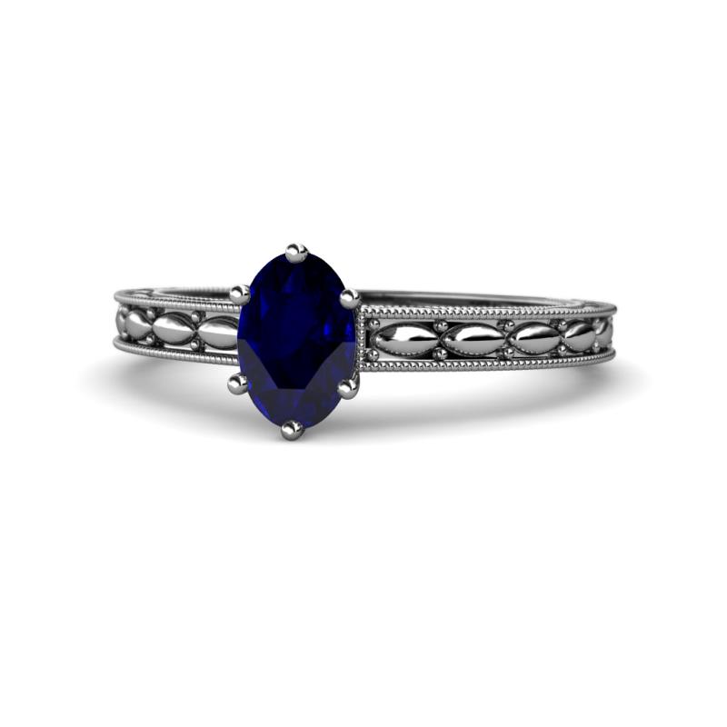 Rachel Classic 7x5 mm Oval Shape Blue Sapphire Solitaire Engagement Ring 