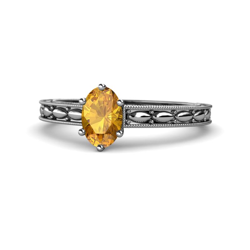 Rachel Classic 7x5 mm Oval Shape Citrine Solitaire Engagement Ring 