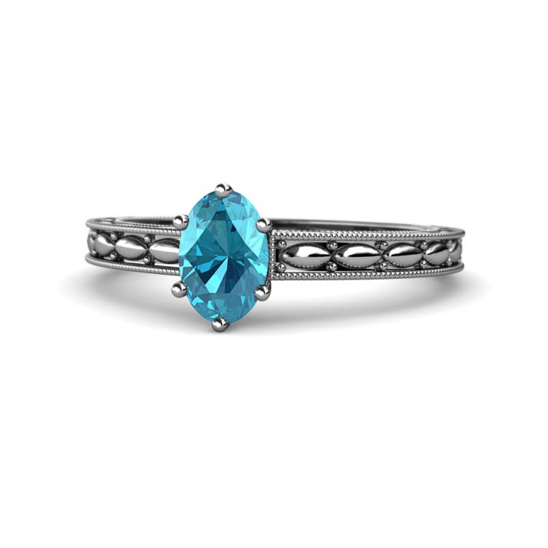 Rachel Classic 7x5 mm Oval Shape London Blue Topaz Solitaire Engagement Ring 