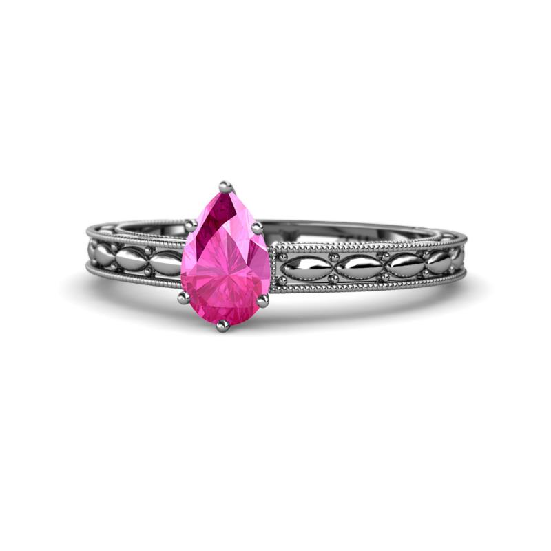 Rachel Classic 7x5 mm Pear Shape Pink Sapphire Solitaire Engagement Ring 