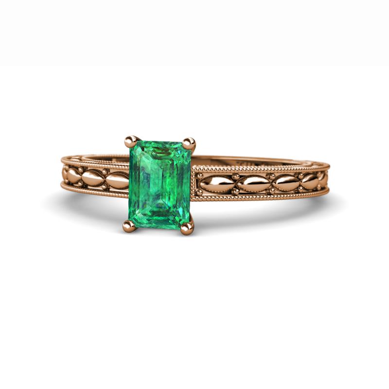 Rachel Classic 7x5 mm Emerald Shape Emerald Solitaire Engagement Ring 