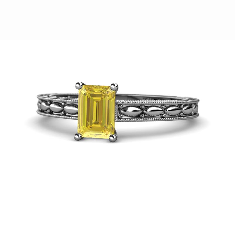 Rachel Classic 7x5 mm Emerald Shape Yellow Sapphire Solitaire Engagement Ring 