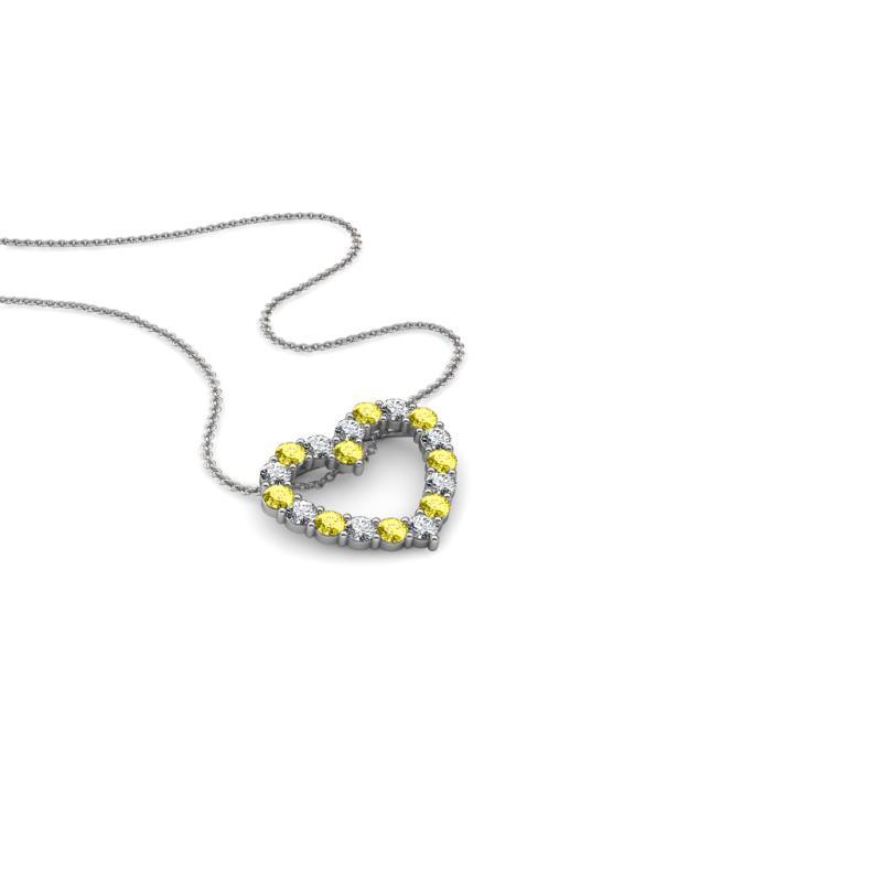 Zayna 2.00 mm Round Yellow Sapphire and Diamond Heart Pendant 